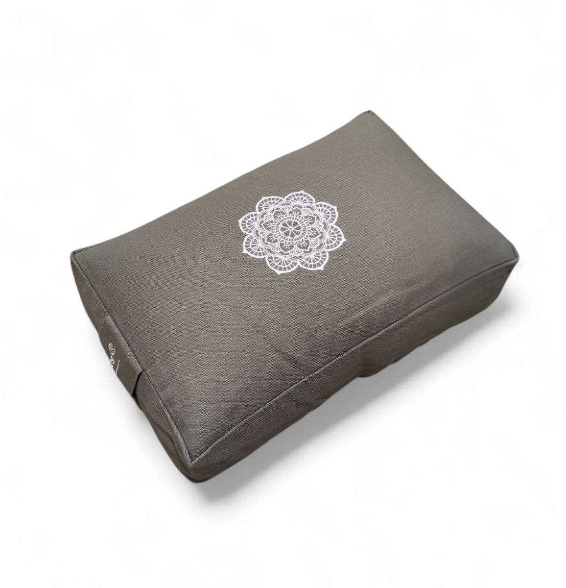 Om Namaste meditatiekussen - mini bolster design Rechthoekig - grijs met Mandala