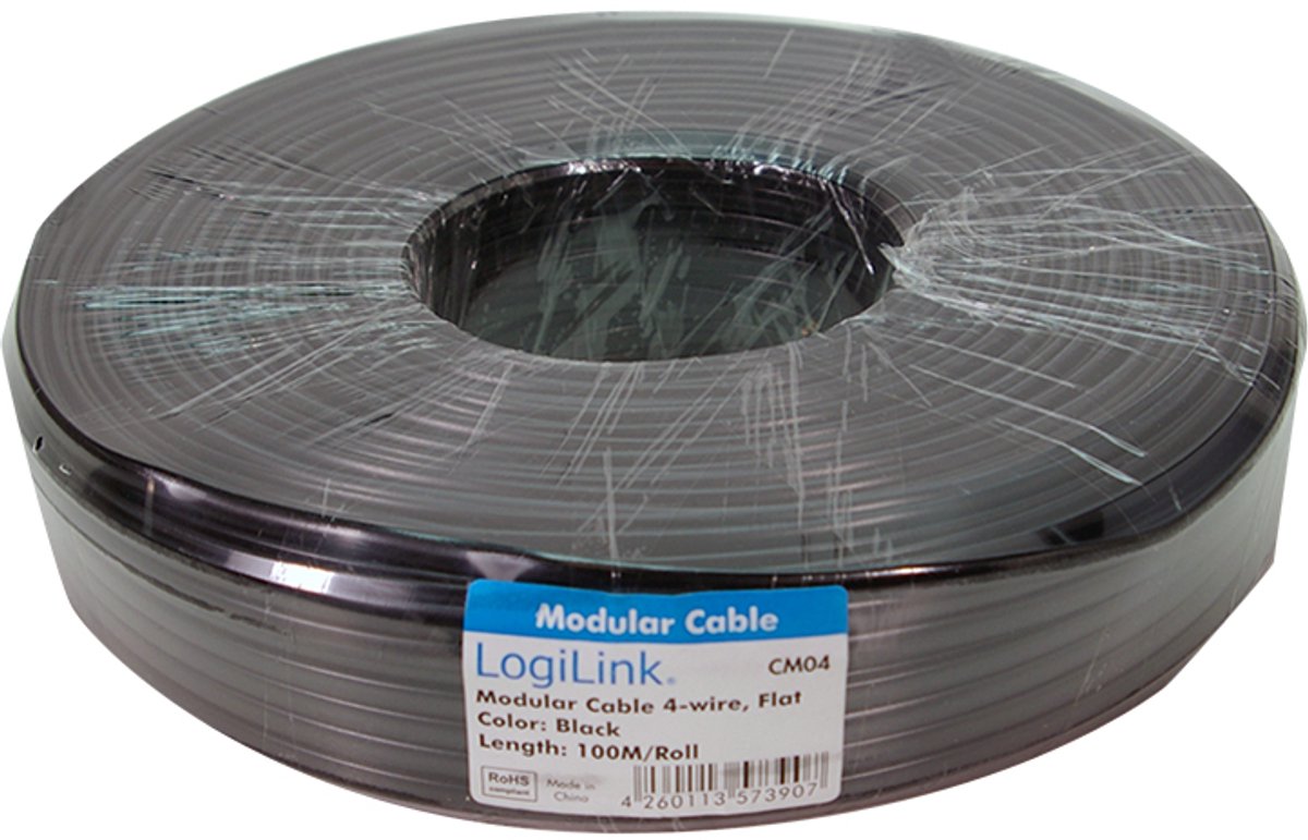 LogiLink CM06W telefoonkabel 100 m Wit