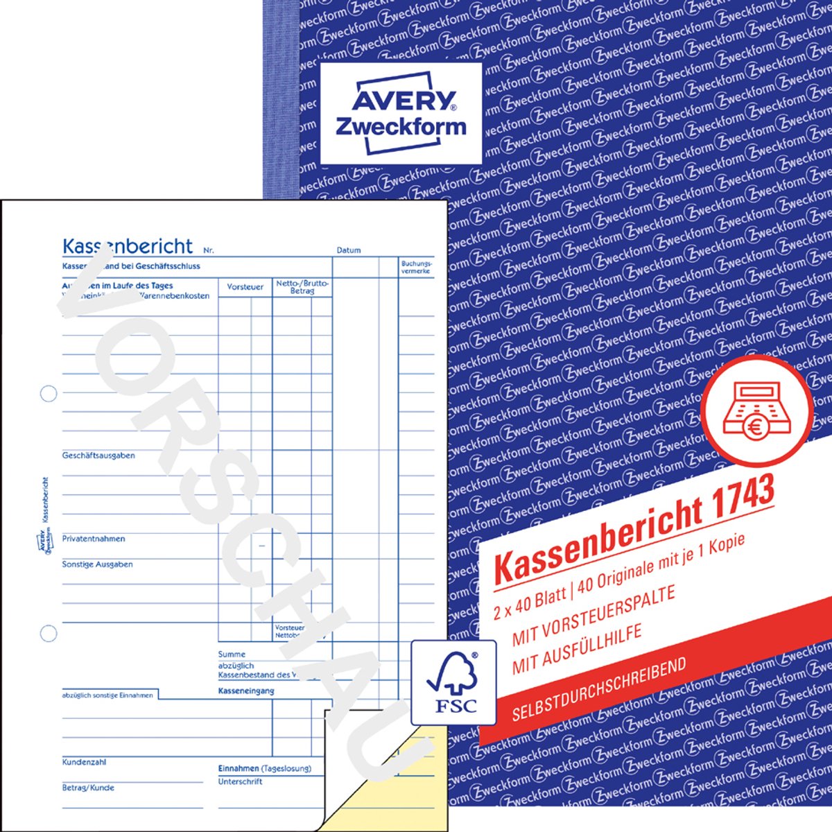 Zweckform EDV-kasboek/1756 A4 staand wit/geel inhoud 2 x 40 vel
