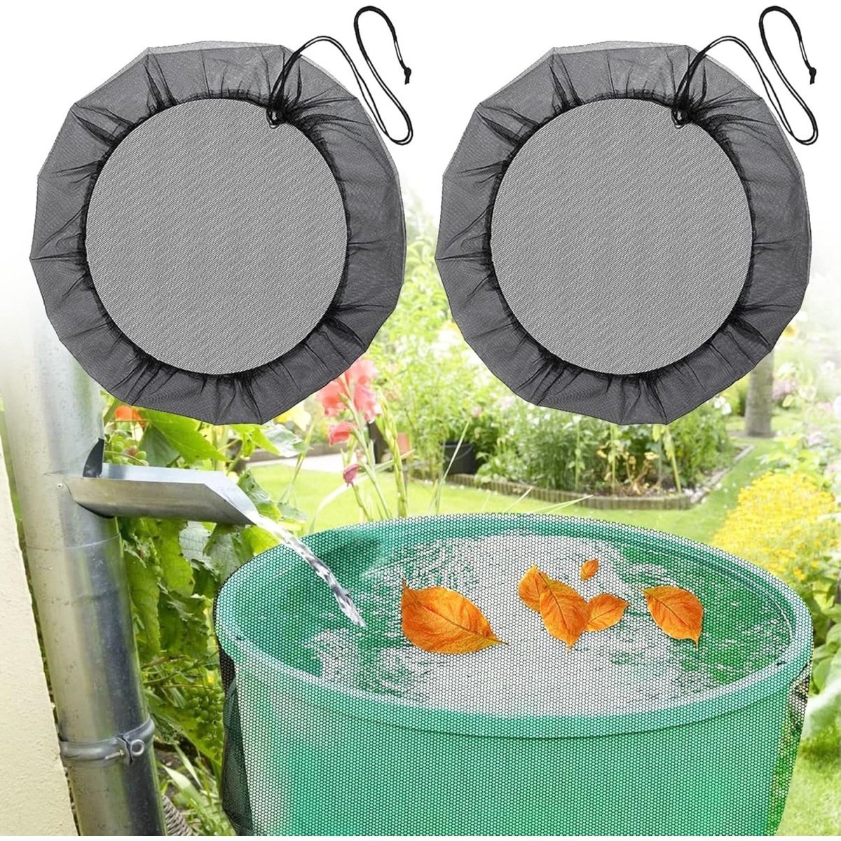 EXCITAT Regentonnet - met trekkoord - 80 cm - Verstelbaar regentonnet - Geschikt voor terras, achtertuin, terras, veranda, gazon - Zwart