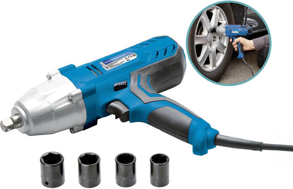 Cartrend Slagmoersleutel - 520W - 300 Nm - Elektrisch - Met 4 Doppen en Opbergkoffer