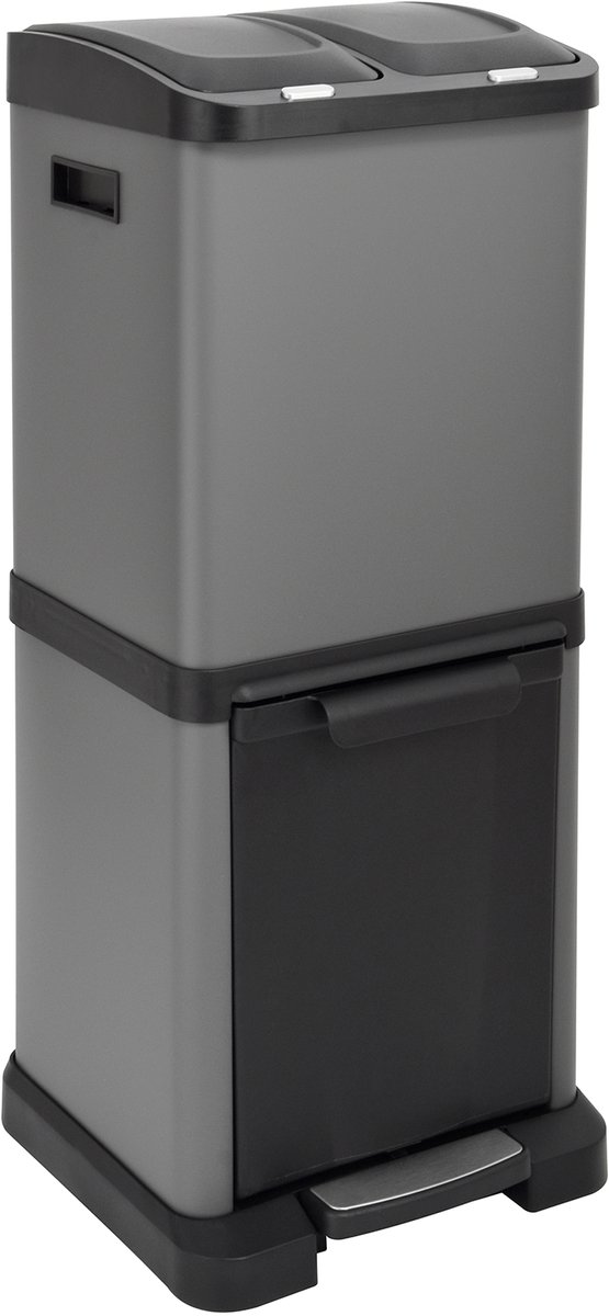 SVITA 3XCOMBO Afvalbak 32 liter - 2x8L + 16L - Afvalbak Afvalscheider Afvalverzamelaar Grijs