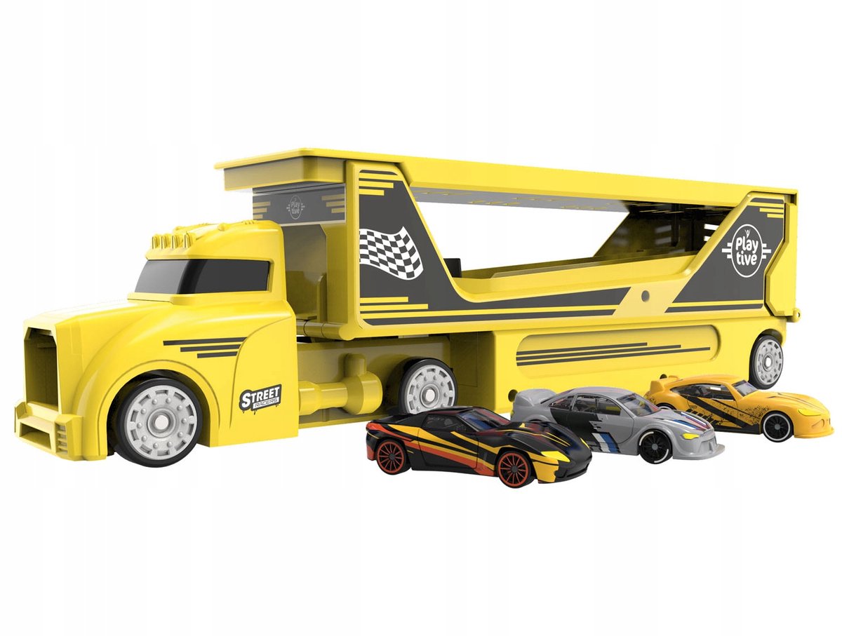 Playtive Racers autotransporter met lanceerinrichting en 3 voertuigen