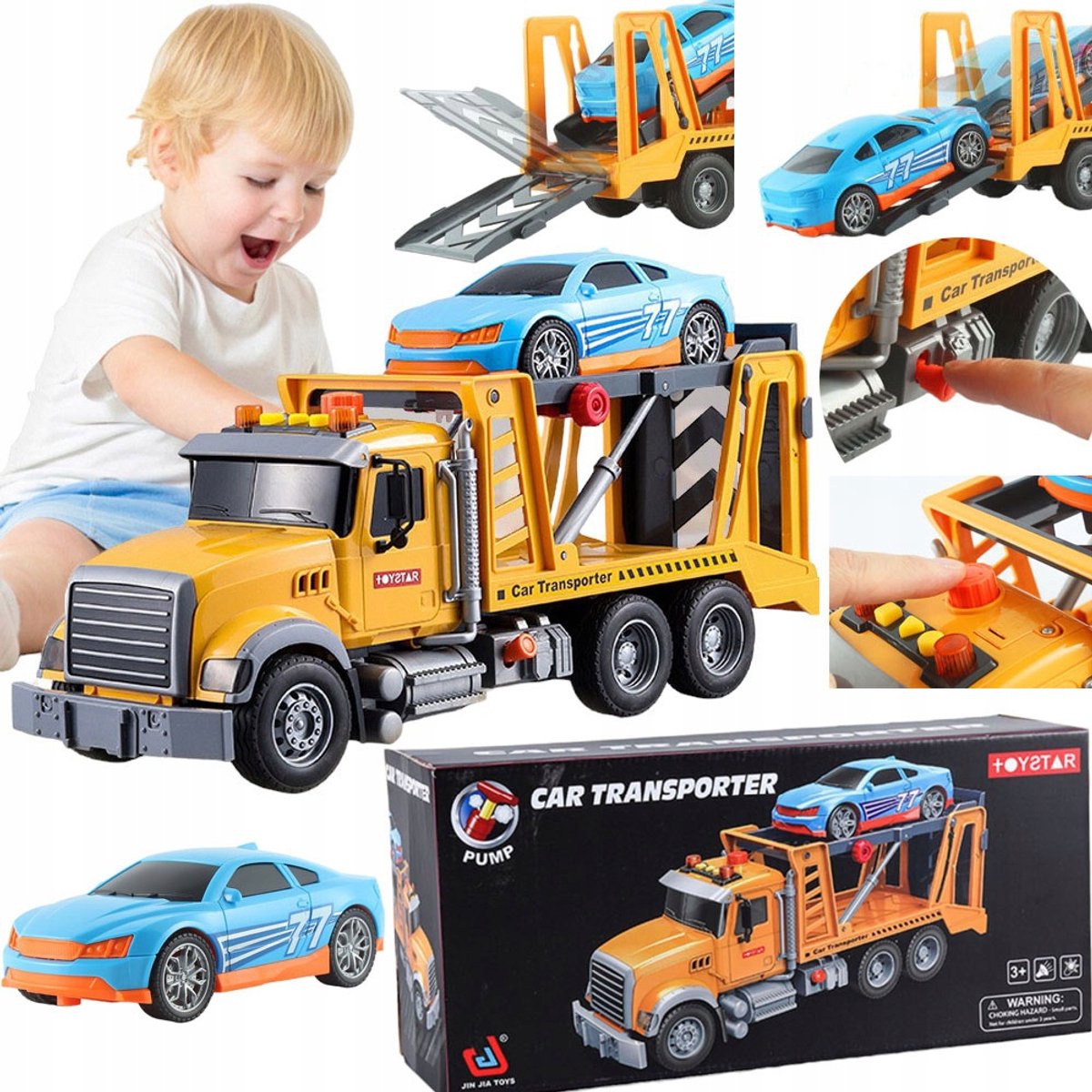 Grote Speelgoed Autotransporter met Geluid & Licht - UV Bestendig