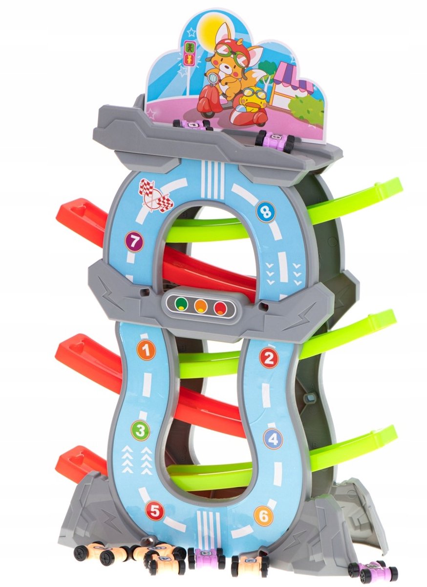 Racebaan stopt 6 levels in 8 auto's - Interactief speelplezier