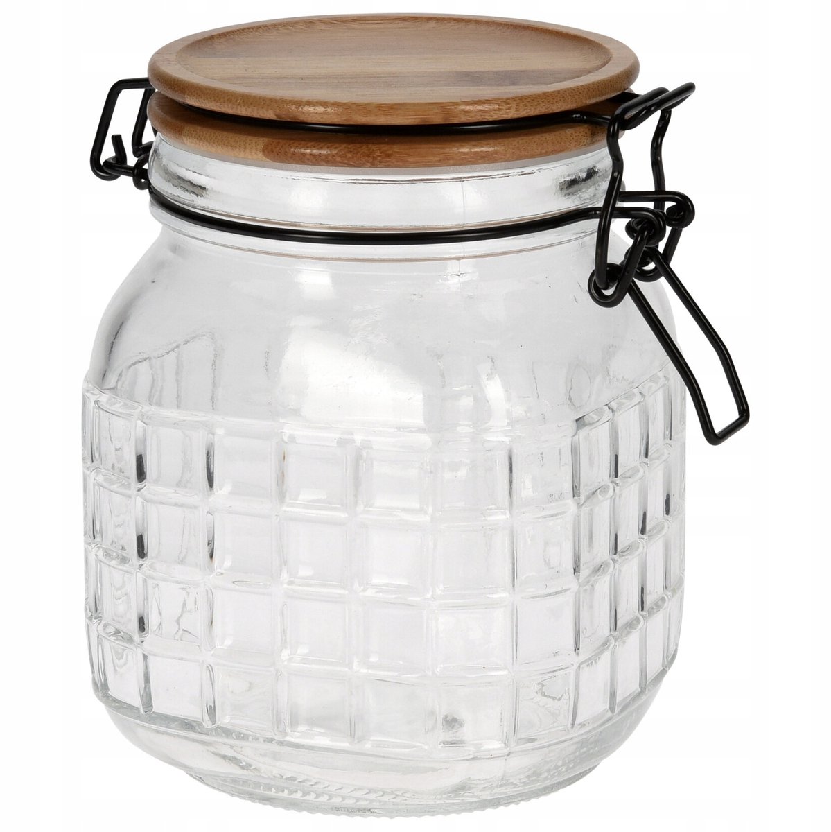 Glazen opbergpot met bamboe deksel - 1100 mL, 13,9 x 11,6 x 15 cm