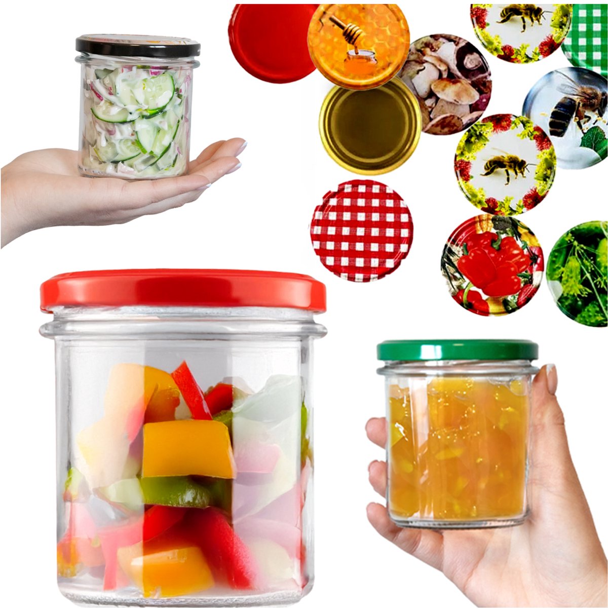 5x Glazen Pot 350ml voor Honing, Vlees, Paté, Kaarsen - Rechte Rand