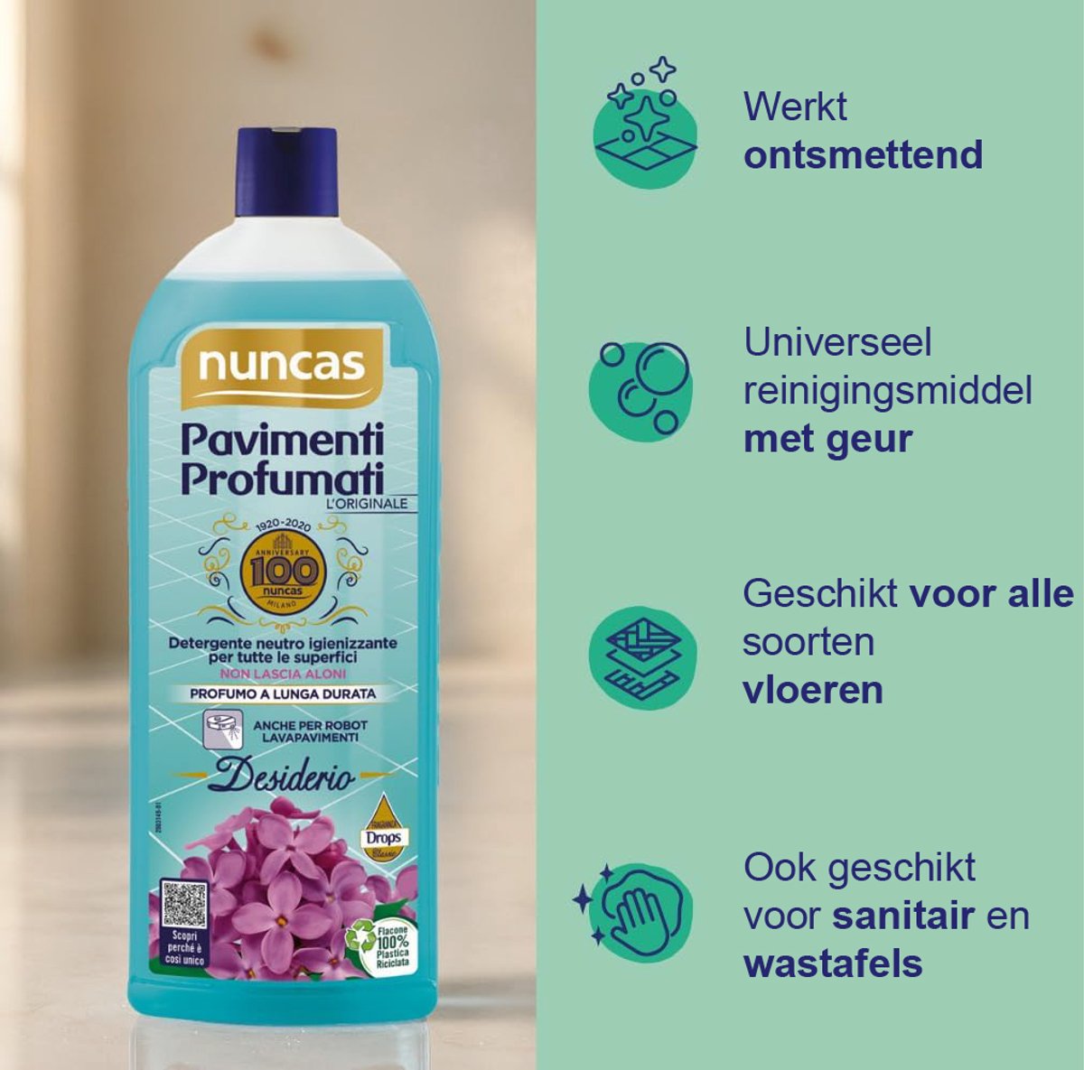 nuncas 1000ml reinigingsmiddel - 100 jaar jubileumeditie – Frisse wasgeur - Geschikt voor dweilrobot Roborock en iRobot Roomba Braava Jet M6 schoonmaakmiddel – foto 6