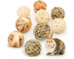 9-delig - Knaagspeelgoed voor Konijnen en Knaagdieren - Natuurlijke Rieten Ballen - Geschikt voor Cavia's en Hamsters