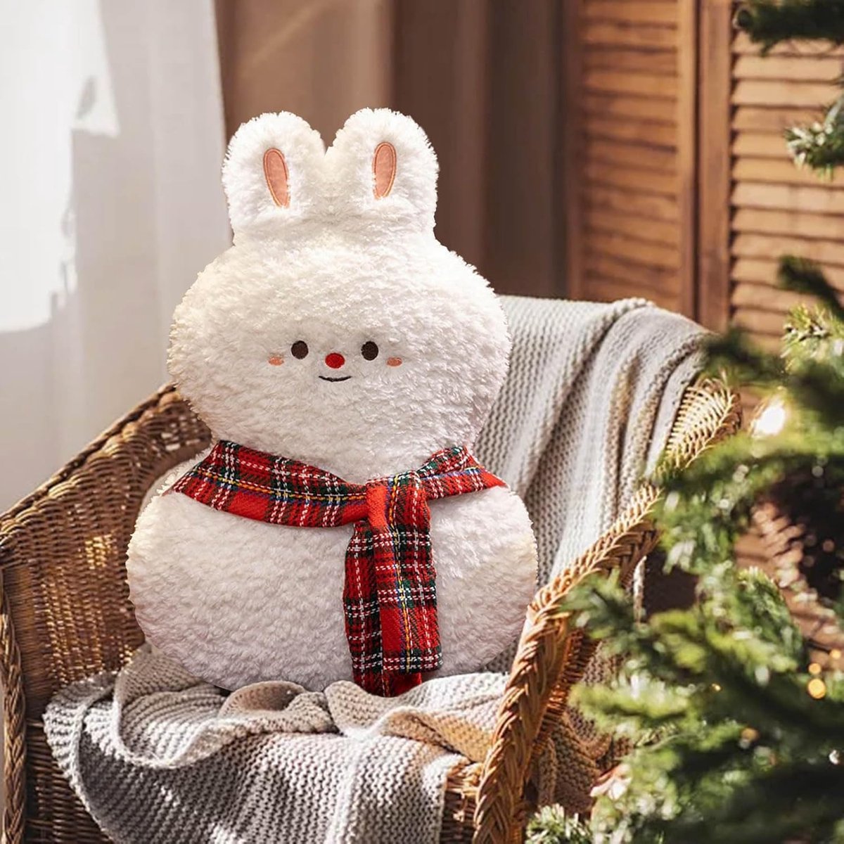Daity 1 stuk - Pluche kerstkussen, zacht gevuld kerstkussen, zacht pluche kussen voor de bank in de slaapkamer（45cm）