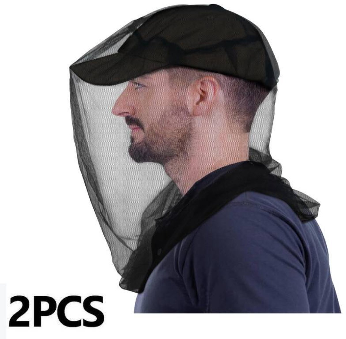 Premium muggennet tegen insecten- 2-pack- anti-vliegende insecten | Extra grote en extra fijne gaten voor kamperen- wandelen- vissen- tuinieren- hondenjacht- past op alle hoeden voor mannen en vrouwen