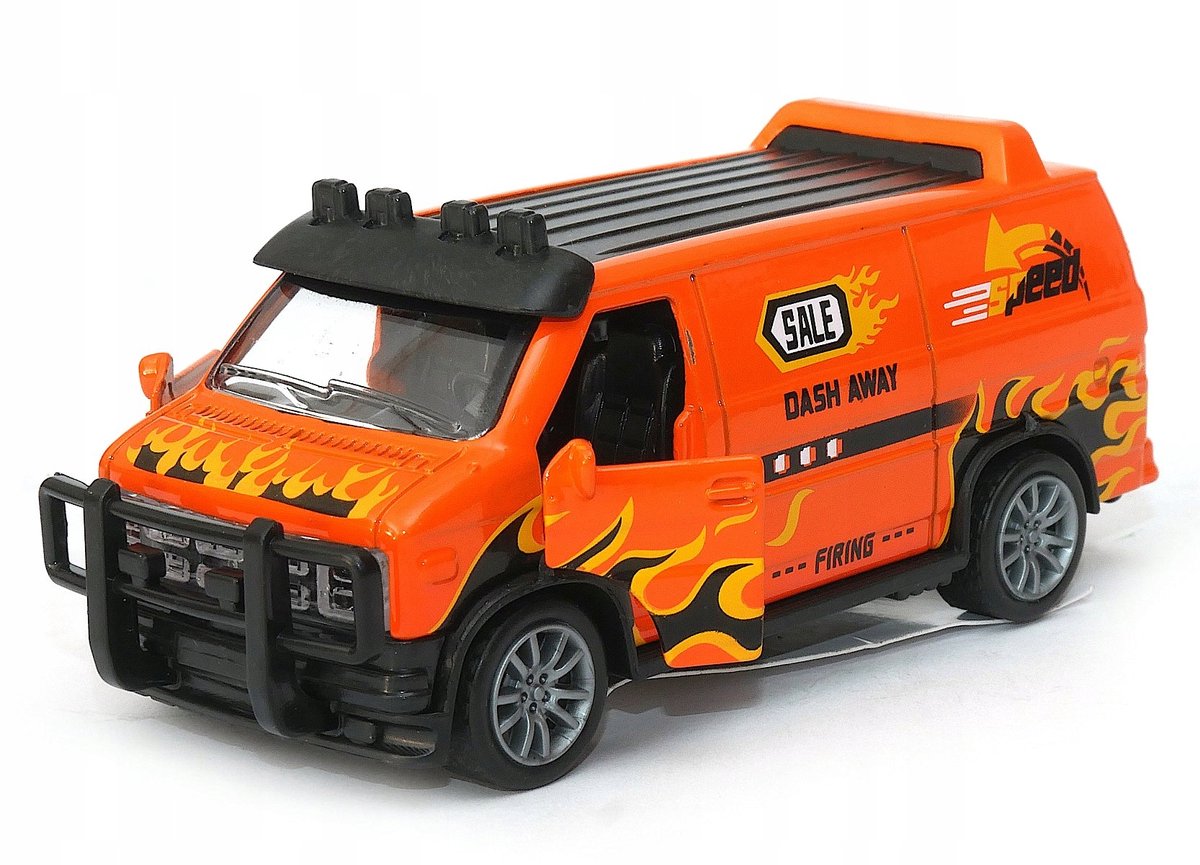 Chevrolet Chevy Van Model Auto - Metaal, Pullback, Oranje, 12.5cm