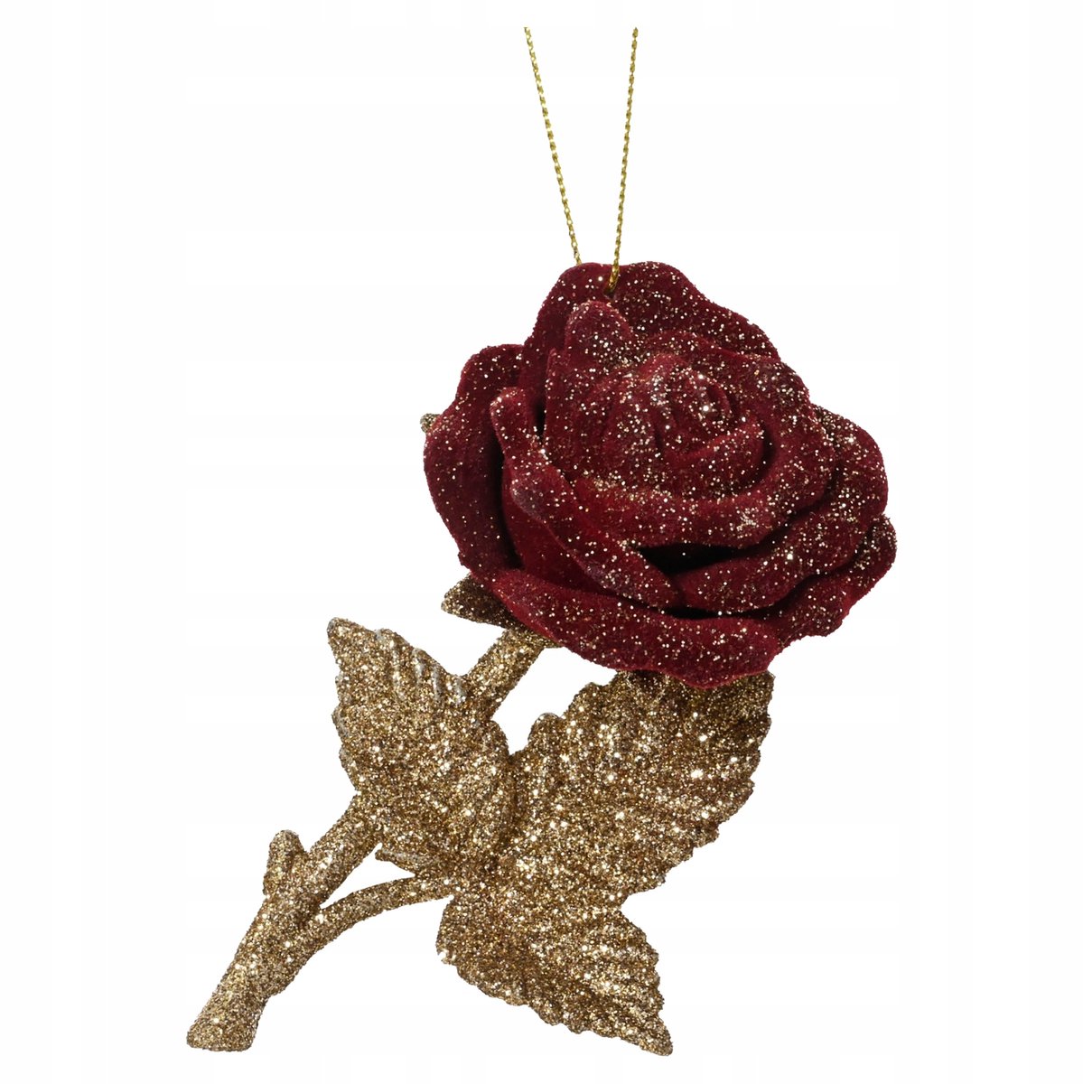 Kerstdecoratie: Borduurde Rozenhangers met Gouden Bladeren, 11,7 cm