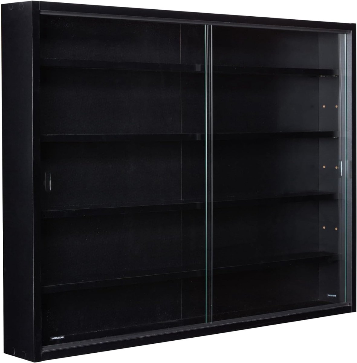 DailySupplies® Vitrinekast met Glas - Vitrinekasten Woonkamer - 9.5 x 80 x 60 cm - Zwart