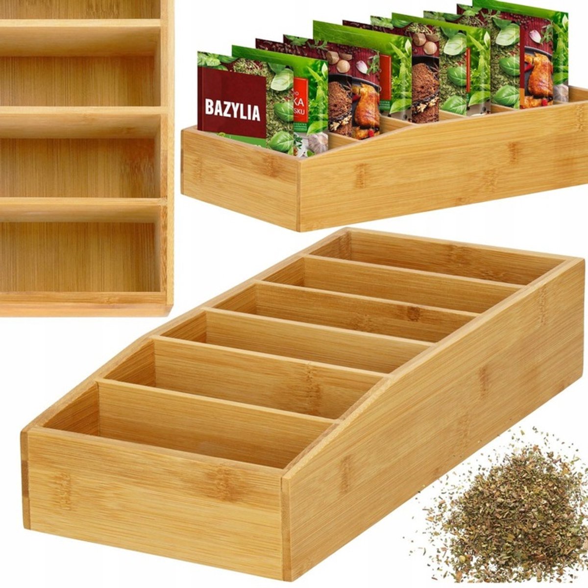 Bamboe Kruidenrek Organizer met Vakken - 36x14x10 cm