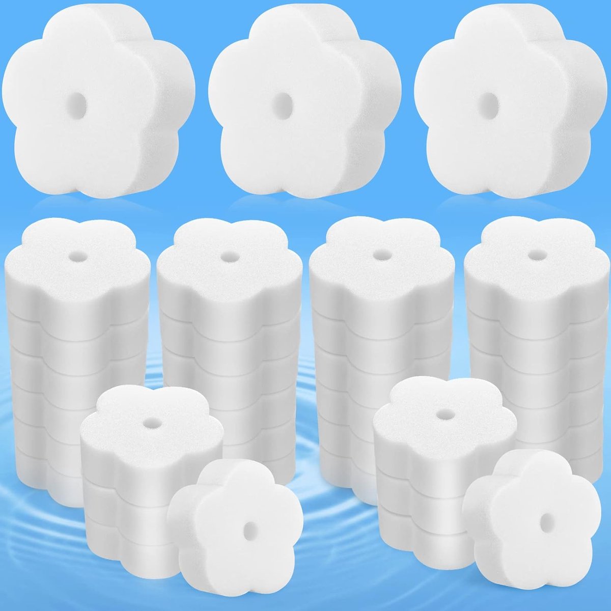 40 stuks olie-absorberende sponzen voor bubbelbaden en spa-reinigingsaccessoires (bloemvorm)