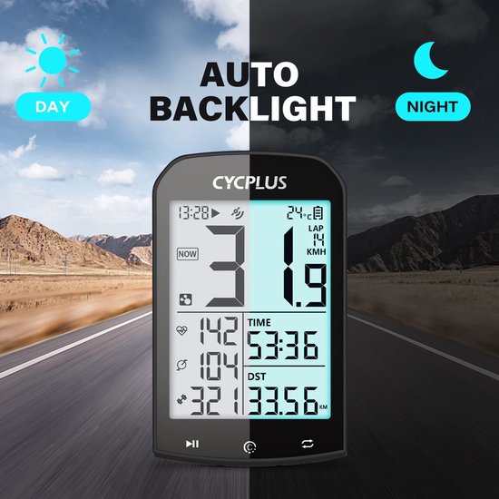 GPS Fietscomputer - CYCLPLUS M1 - Draadloos - ANT+ en Bluetooth van Merkloos — afbeelding 4