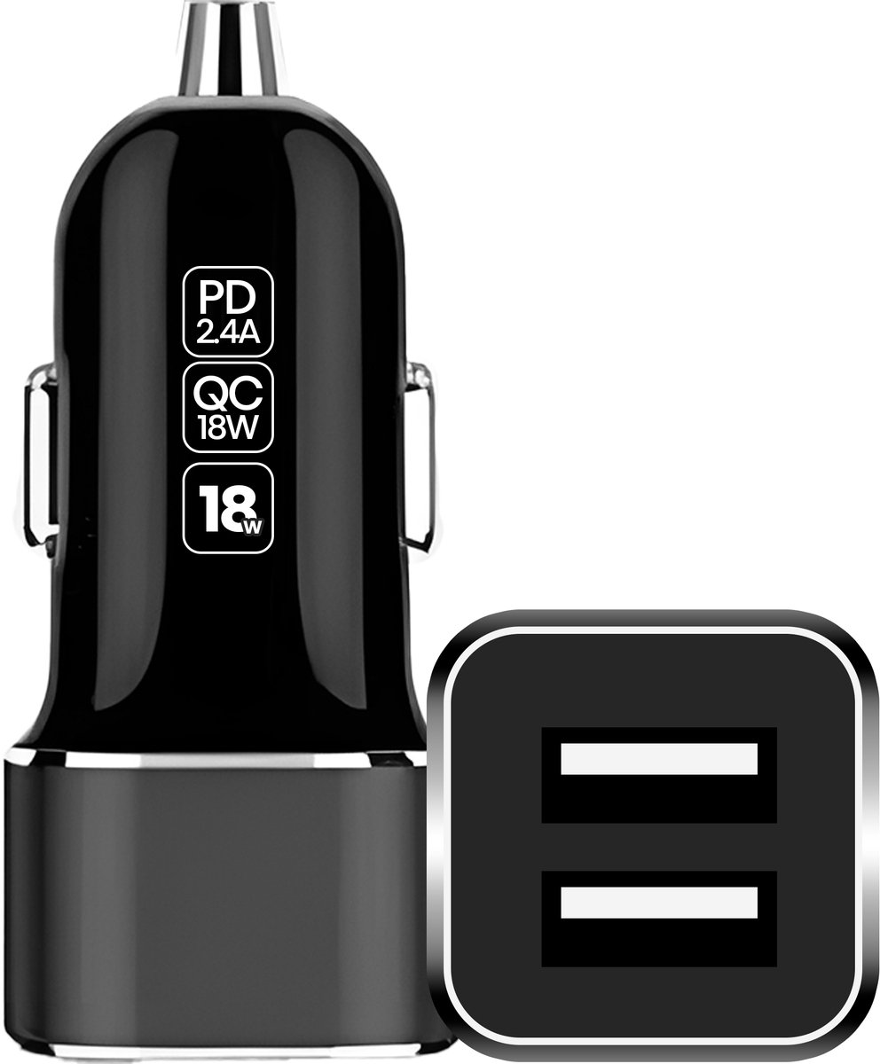 Xssive - Autolader 2 Poorten - Dubbele USB Lader Auto (3.4A) - 12V Stekker - Sigarettenaansteker USB - Zwart - Auto Oplader (C29)