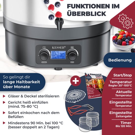 KESSER® 27 L Einkochautomat 1800W Glühweintopf Heißgetränkeautomat Einkocher 27 Liter Weiß KESSER® 27 L Einkochautomat 1800W Glühweintopf Heißgetränkeautomat Einkocher 27 Liter Weiß