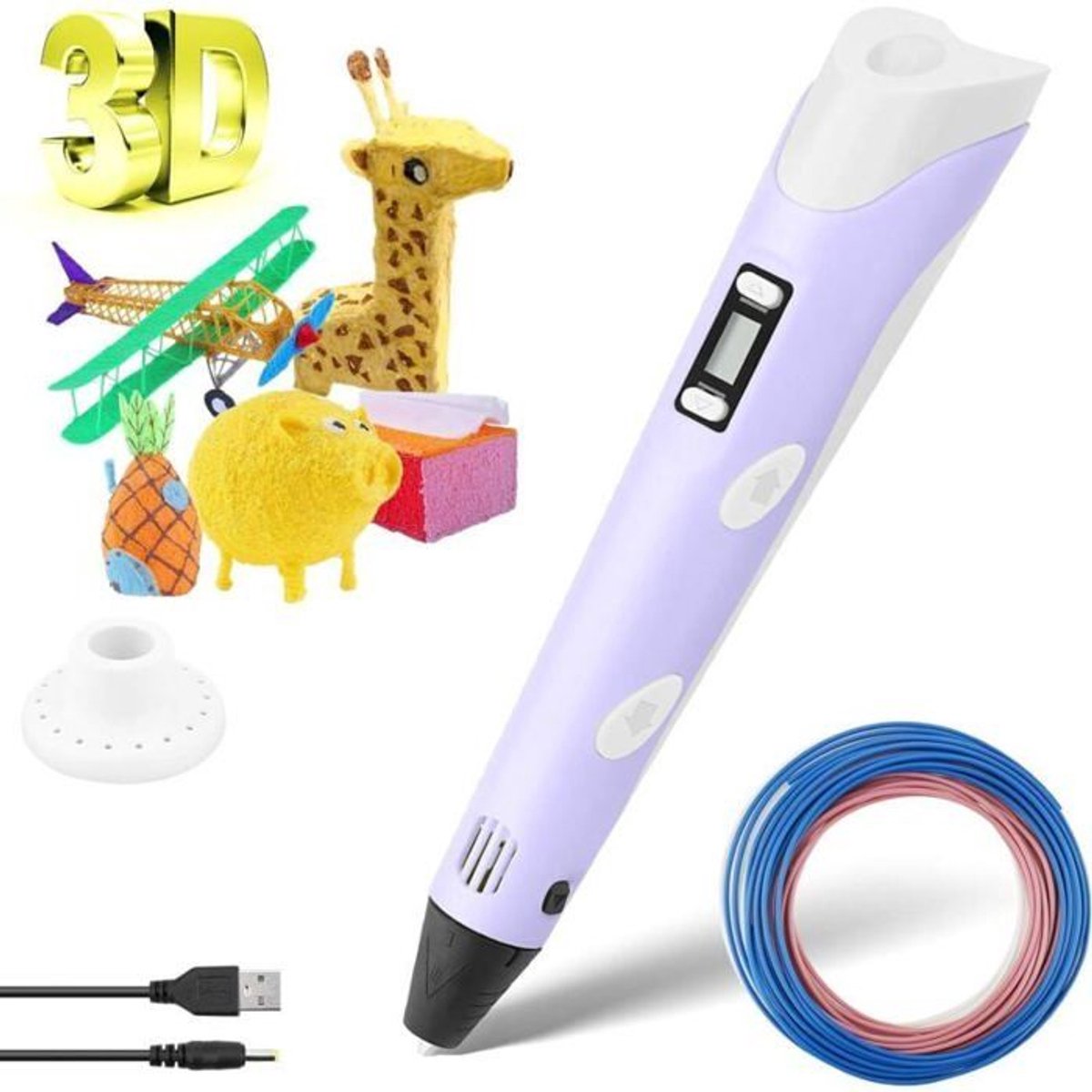 Professionele 3D-pen Geschikt voor kinderen - Inclusief 12 kleuren PLA-filament van 1,75 mm