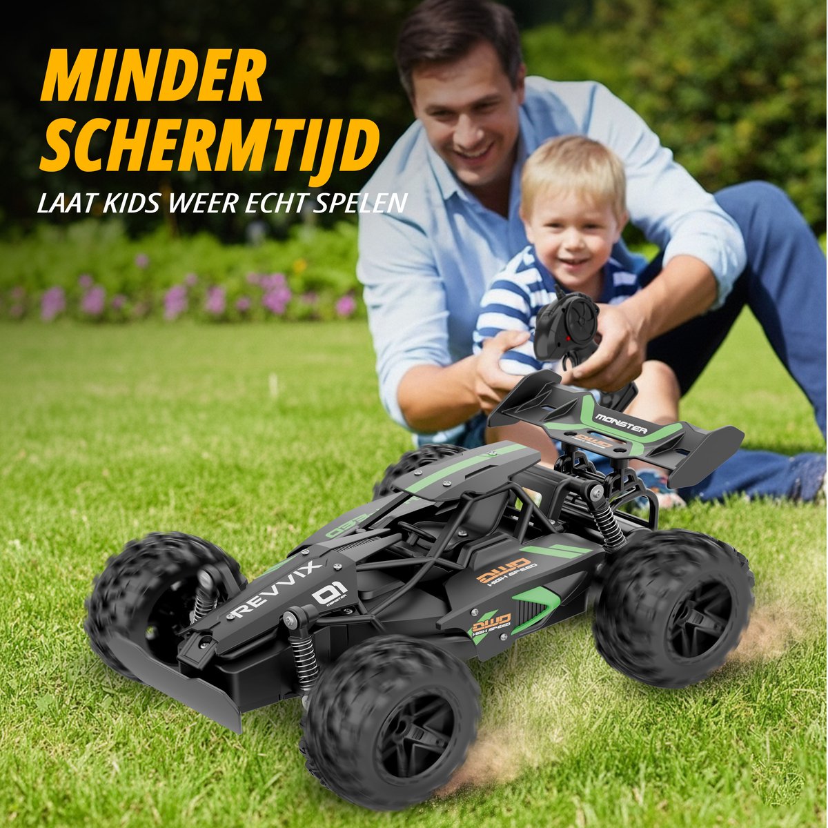 Revvix Bestuurbare Auto - RC Auto - Afstandsbestuurbare auto - Radiografisch bestuurbare auto - Race auto afstandbestuurbaar - RC Drift Car - Offroad Buggy - 2 Accu's - 15 km/u - Buiten - voor Jongens & Volwassenen — afbeelding 8