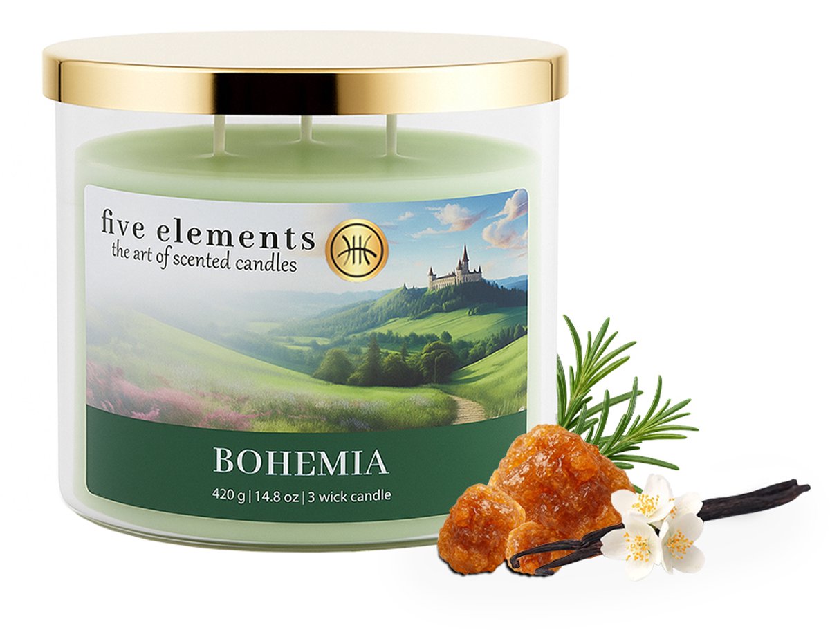 Geurkaars Five Elements Bohemia, 420 g, 3 lonten