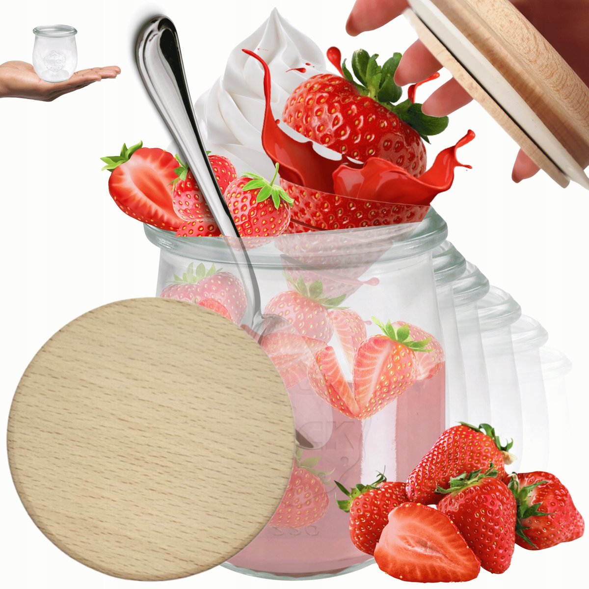Weck Glazen Potten 220ml met Houten Deksel - Set van 6