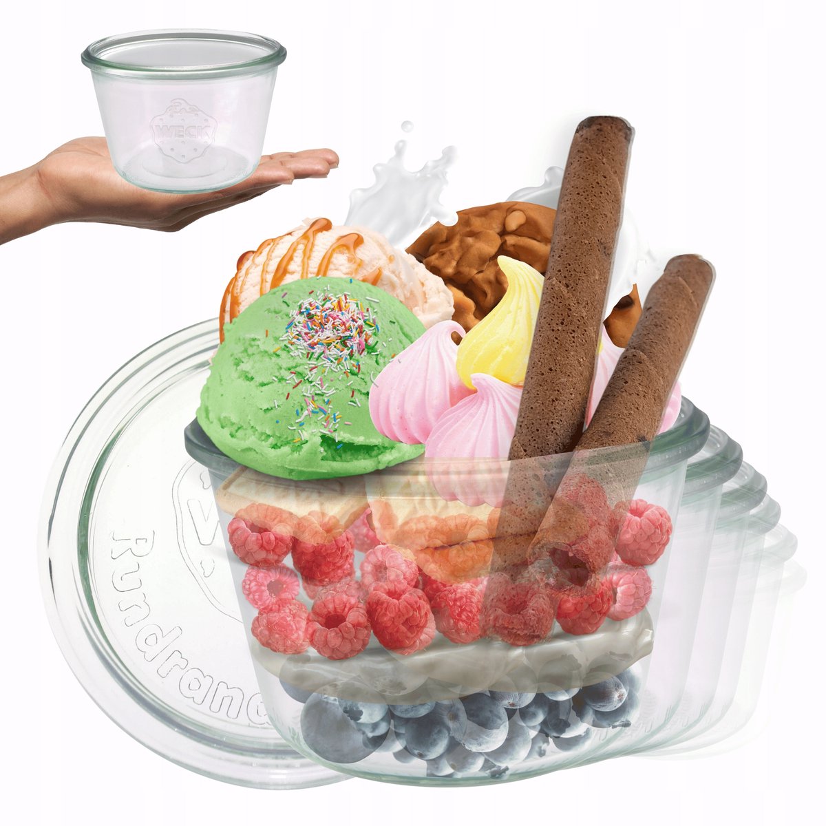 Weck Glazen Potten 370 ml met Glazen Deksel - Set van 6