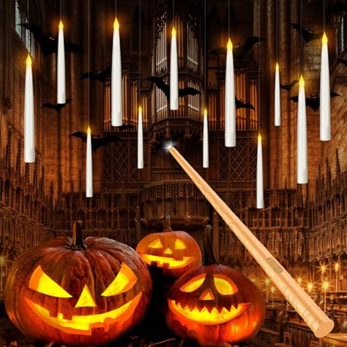 Zwevende LED Kaarsen Set met Afstandsbediening - Vlamloze Flikkerende Decoratieve Kaarsen voor Kerst en Halloween