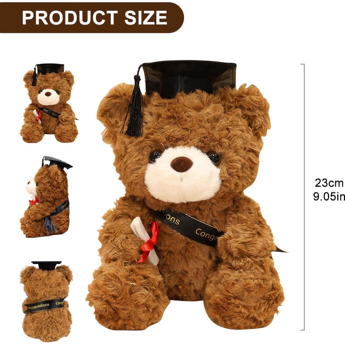 Teddybeer knuffelbeer - Pluche knuffels met diploma en doctorshoed voor meisjes en jongens - Afstudeercadeau - Geslaagd examen cadeau - Bachelor diploma cadeau - beertjes knuffels - 23 cm — afbeelding 6