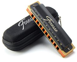 Finesse Premium Mondharmonica Pro – C Majeur – met Case - voor Volwassenen & Kinderen - Zwart