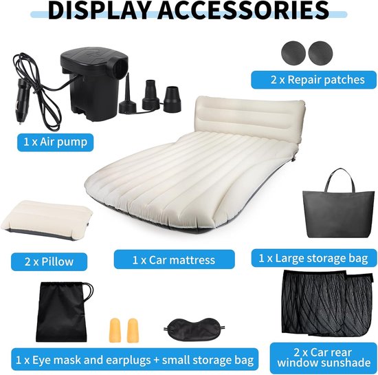 Air Mattress voor Auto - Camping Bed met Luchtpomp - Comfortabel en Duurzaam voor SUV, Minivan, MPV, Roadtrip — afbeelding 5
