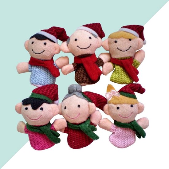 16 Zachte Vingerpoppen – 10 Diertjes + 6 Familieleden, Perfect Voor Peuters!