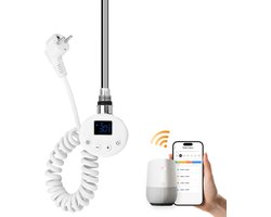 EMKE Elektrisch Verwarmingselement - Slimme Thermostaat - Week Timer - voor Handdoekradiator - 1200W - Wit
