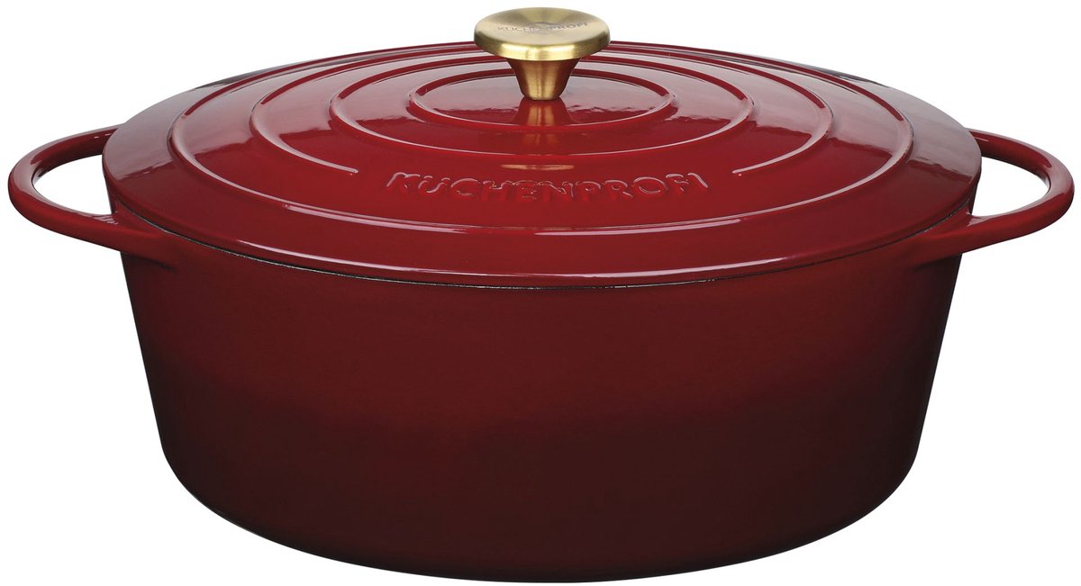 Küchenprofi Provence - Braadpan - 33 cm - 7 liter - Gietijzer - Médoc - Ovaal - Rood