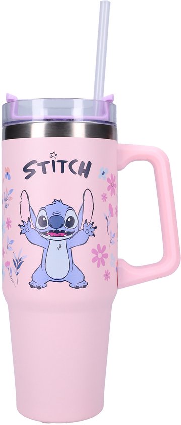 Stitch drinkfles 900 ml roze