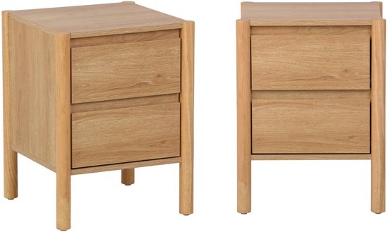 sweeek - Set van 2 nachtkastjes houteffect 2 laden - 42 x 42 x 55 cm - harmony