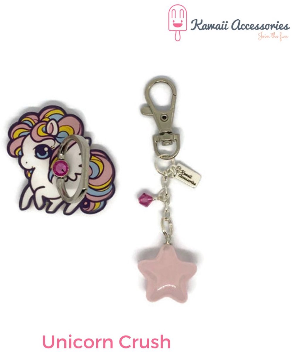 Kawaii Accessories by Kuroji - Unicorn Crush - Telefoonring met hanger - Swarovski elements - Kawaii style
