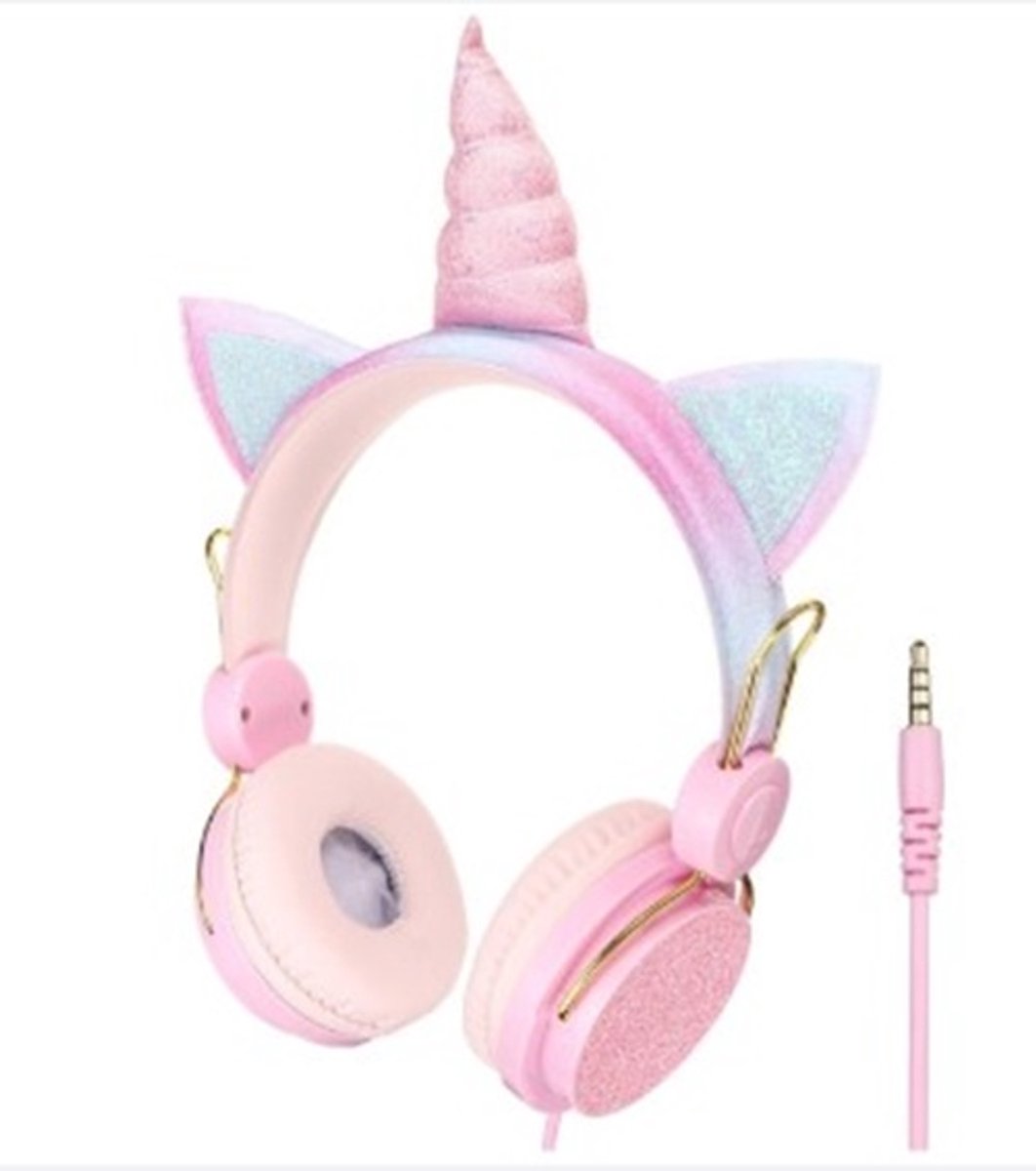 Kinderkoptelefoon met eenhoorn – Over-ear, schattig design, roze & comfortabel