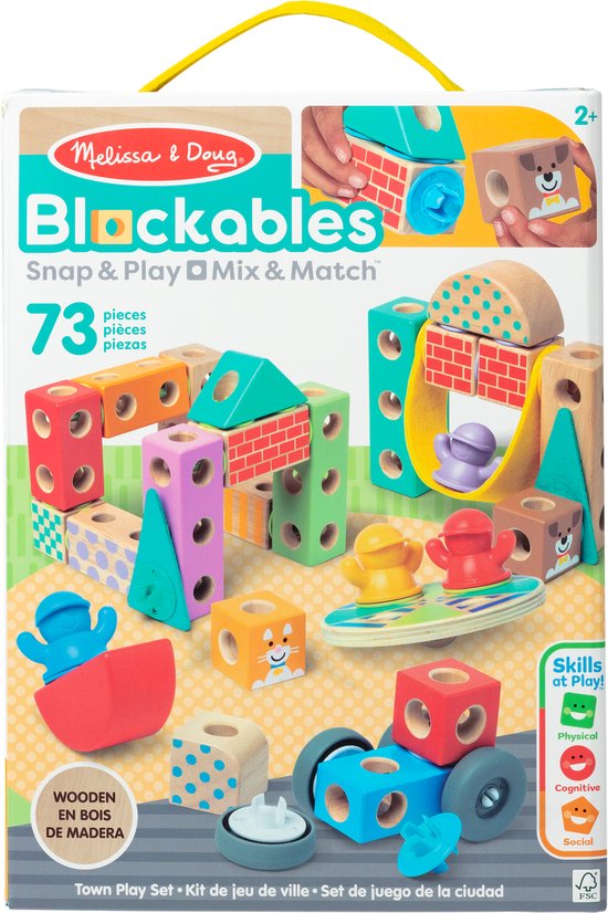 Melissa & Doug – Blockables™ Stad speelset – met draagbare bewaardoos