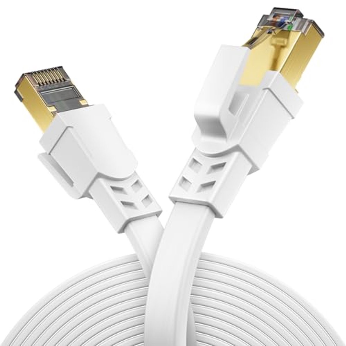 Image of 10m CAT8.1 Platte LAN Kabel - 40 Gbit 2000 MHz Patchkabel voor Snelle Internetverbinding