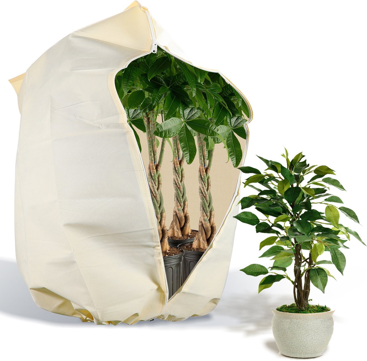 Plantenhoes tegen vorst -200×240cm Beschermhoes - Duurzaam - met Ritssluiting - 100g/㎡ - Vorstbescherming voor Planten - Vorst beschermende zak