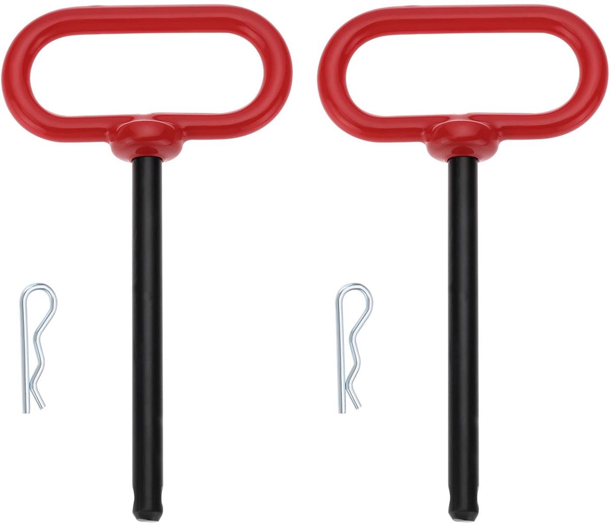 2 sets trekhaak, trekstang, pen en clip, 3/8 x 4 inch, trekstangpennen voor grasmaaier, aanhanger, trekker (16,8 x 9,5 cm)