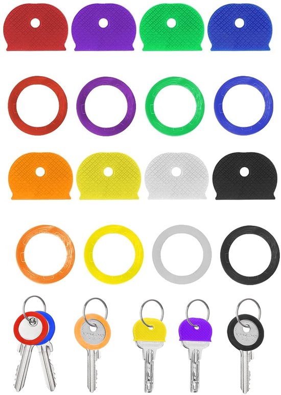 Key For Pvc Key Caps Colourful 8 Pieces Key Tags Round PVC Key Marker Set for ...