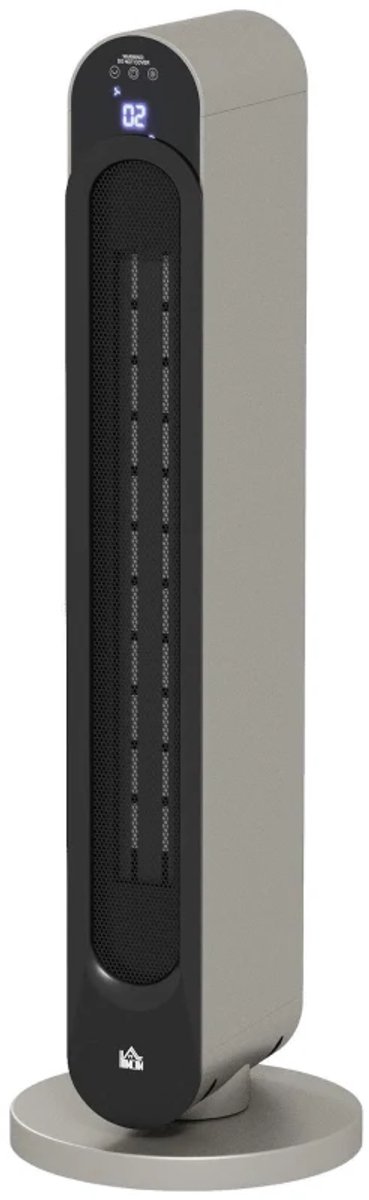 Elektrische Kachel - 2200W - Ventilatorkachel - Verwarming - met 3 Standen - Verwarmt Ruimtes tot 25m² - LED-display en 12-uurs Timer - Draaifunctie - Zilver