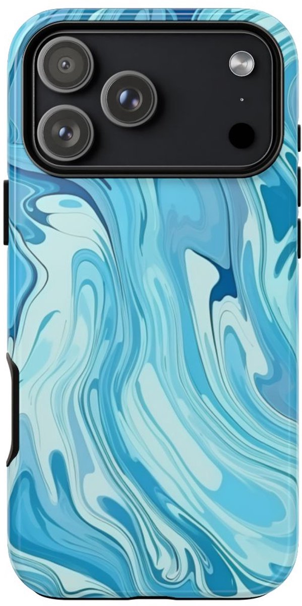 Blauw Suminagashi Marmer Abstract – Telefoonhoesje Geschikt voor iPhone 17 Pro Max