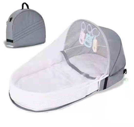Prénatal Luxe Campingbedje Met Bodemverhoger - Inklapbaar Reisbedje Baby Incl Draagtas 120 X 60 Cm Grijs