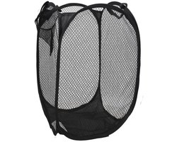 Gerimport Wasmand flexibel/opvouwbaar - zwart - kunststof - 30 x 30 x 50 cm - 55 liter