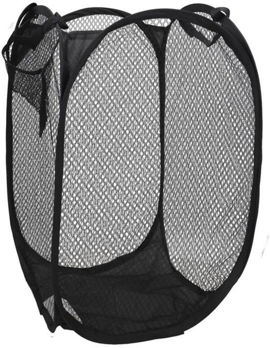 Gerimport Wasmand flexibel/opvouwbaar - zwart - kunststof - 30 x 30 x 50 cm - 55 liter