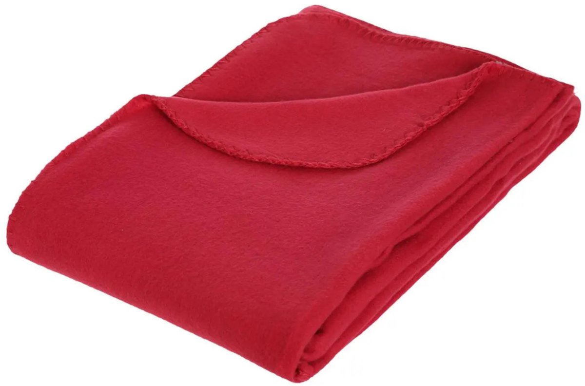 Atmosphera Polar Fleece deken of plaid - rood - 125 x 150 cm - polyester - Bankdeken - Fleece plaid